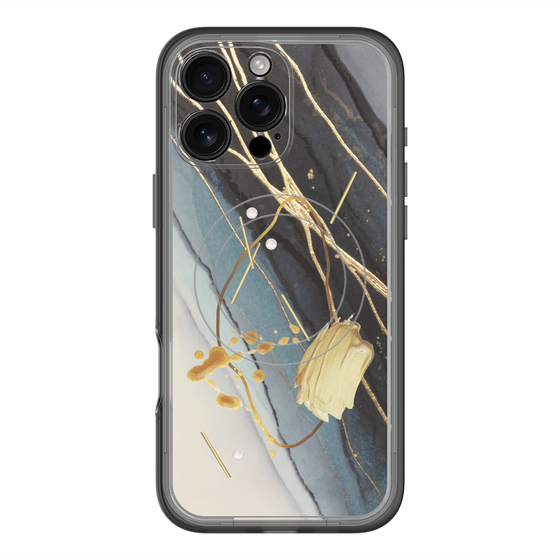 スリムプロテクションプレミアムケース with MagSafe［ Marble Nuance Painting Black ］