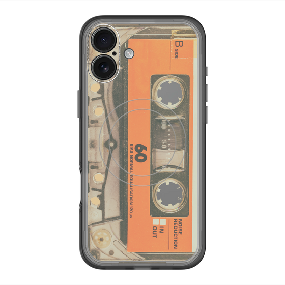スリムプロテクションプレミアムケース with MagSafe［ RETORO CASSETTE TAPE - Skeleton Orange ］