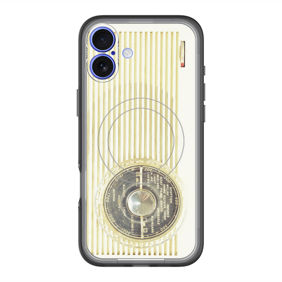 スリムプロテクションプレミアムケース with MagSafe［ RETORO RADIO - White ］