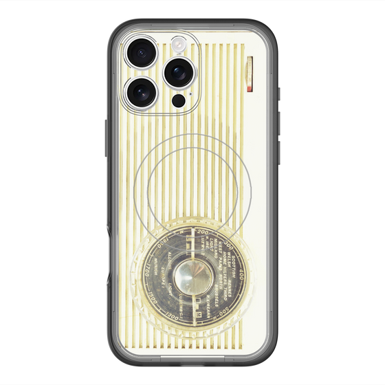 スリムプロテクションプレミアムケース with MagSafe［ RETORO RADIO - White ］