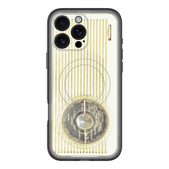 スリムプロテクションプレミアムケース with MagSafe［ RETORO RADIO - White ］