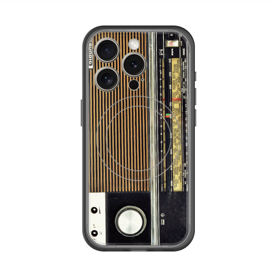 スリムプロテクションプレミアムケース with MagSafe［ RETORO RADIO - Black ］