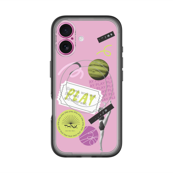 スリムプロテクションプレミアムケース with MagSafe［ Playful sticker - Dusty Pink ］