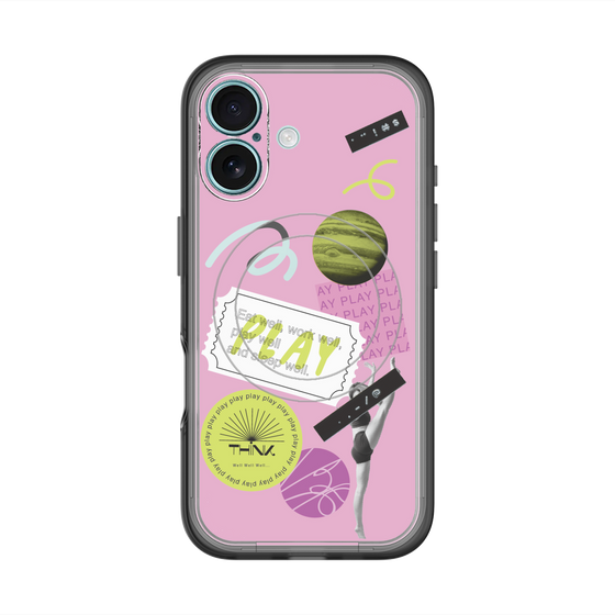 スリムプロテクションプレミアムケース with MagSafe［ Playful sticker - Dusty Pink ］