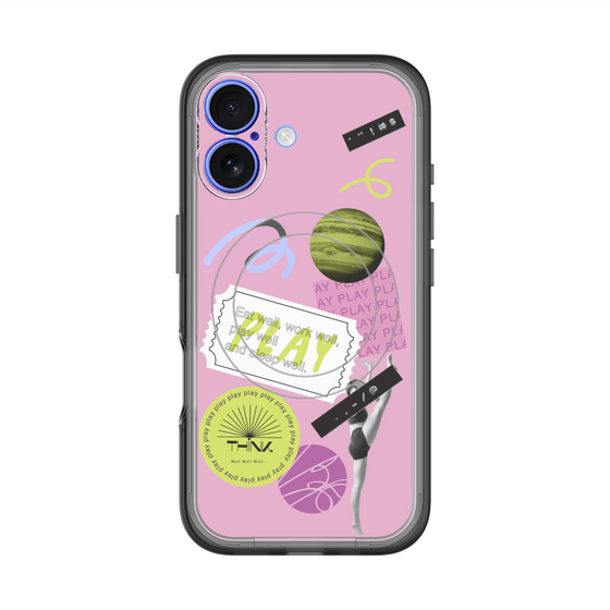 スリムプロテクションプレミアムケース with MagSafe［ Playful sticker - Dusty Pink ］