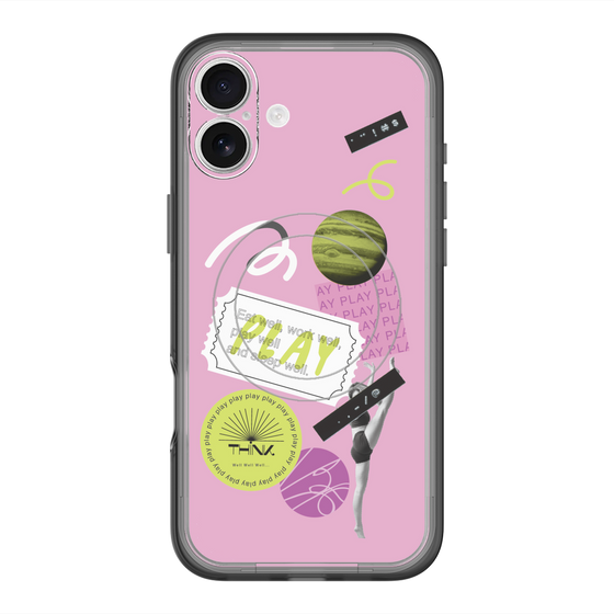 スリムプロテクションプレミアムケース with MagSafe［ Playful sticker - Dusty Pink ］