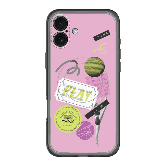 スリムプロテクションプレミアムケース with MagSafe［ Playful sticker - Dusty Pink ］