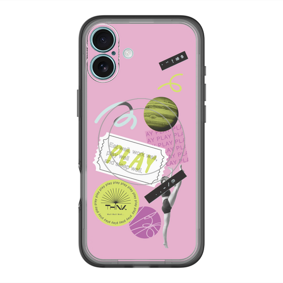 スリムプロテクションプレミアムケース with MagSafe［ Playful sticker - Dusty Pink ］