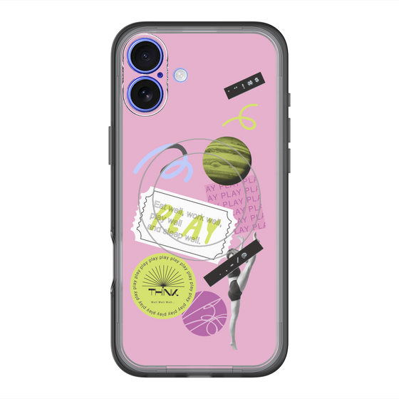 スリムプロテクションプレミアムケース with MagSafe［ Playful sticker - Dusty Pink ］