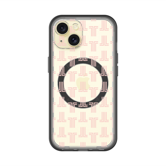 スリムプロテクションプレミアムケース with MagSafe［ LANVIN en Bleu - Monogram - Pink ］