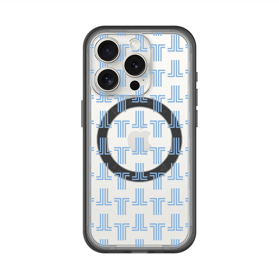 スリムプロテクションプレミアムケース with MagSafe［ LANVIN en Bleu - Monogram - Blue ］