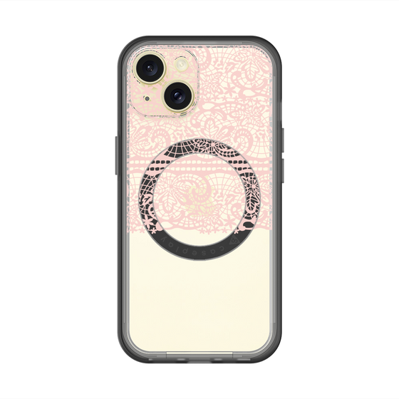 スリムプロテクションプレミアムケース with MagSafe［ LANVIN en Bleu - Lace - Pink ］