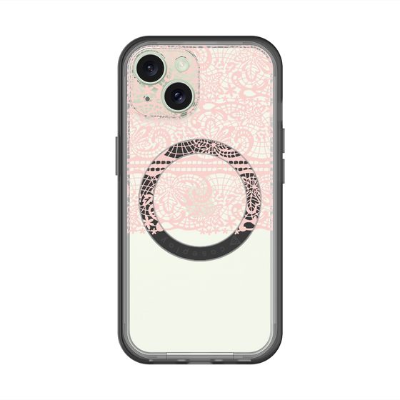スリムプロテクションプレミアムケース with MagSafe［ LANVIN en Bleu - Lace - Pink ］