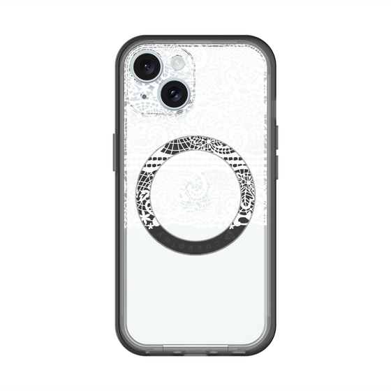 スリムプロテクションプレミアムケース with MagSafe［ LANVIN en Bleu - Lace - White ］