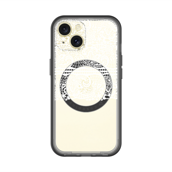 スリムプロテクションプレミアムケース with MagSafe［ LANVIN en Bleu - Lace - White ］