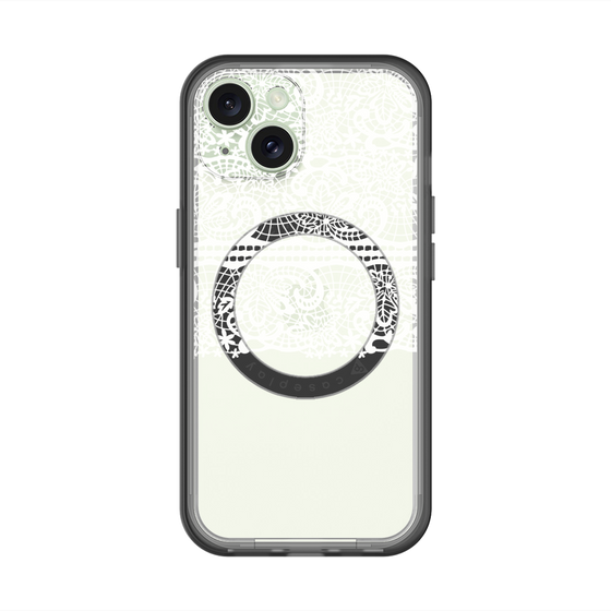 スリムプロテクションプレミアムケース with MagSafe［ LANVIN en Bleu - Lace - White ］