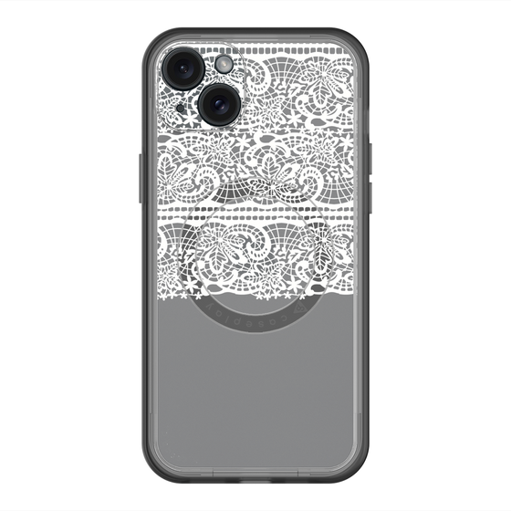 スリムプロテクションプレミアムケース with MagSafe［ LANVIN en Bleu - Lace - White ］