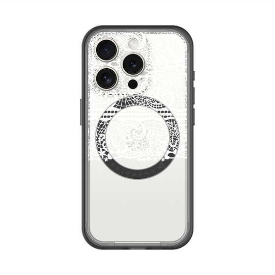 スリムプロテクションプレミアムケース with MagSafe［ LANVIN en Bleu - Lace - White ］
