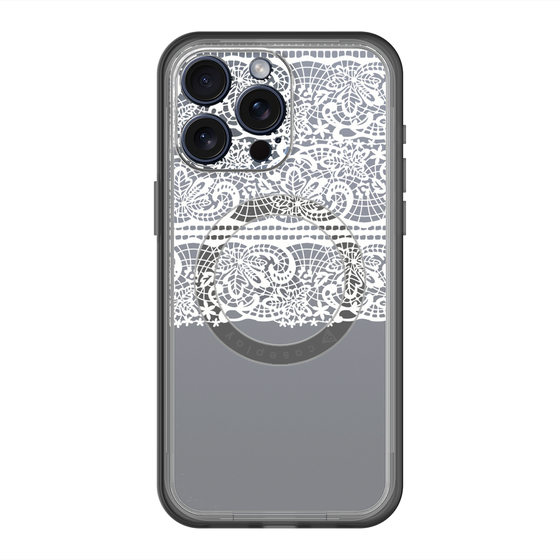 スリムプロテクションプレミアムケース with MagSafe［ LANVIN en Bleu - Lace - White ］