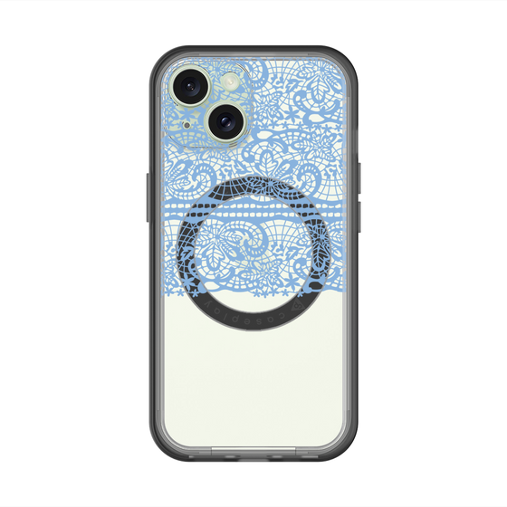 スリムプロテクションプレミアムケース with MagSafe［ LANVIN en Bleu - Lace - Blue ］