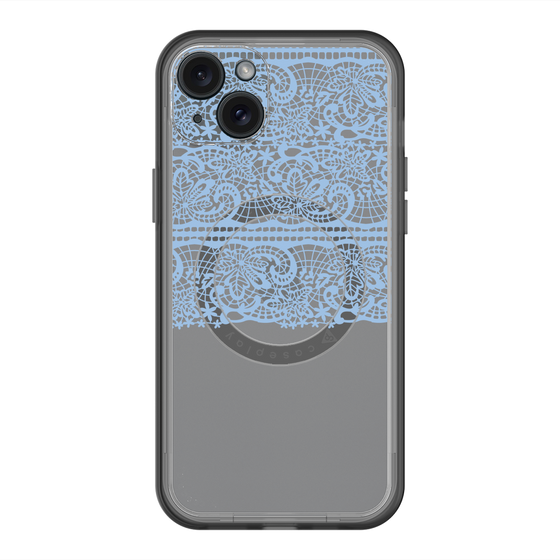 スリムプロテクションプレミアムケース with MagSafe［ LANVIN en Bleu - Lace - Blue ］