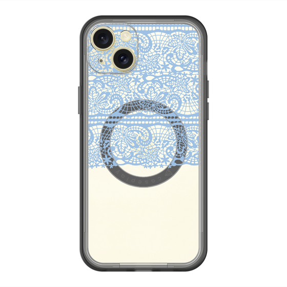 スリムプロテクションプレミアムケース with MagSafe［ LANVIN en Bleu - Lace - Blue ］