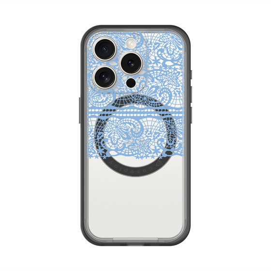 スリムプロテクションプレミアムケース with MagSafe［ LANVIN en Bleu - Lace - Blue ］