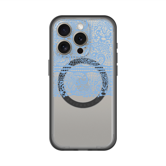 スリムプロテクションプレミアムケース with MagSafe［ LANVIN en Bleu - Lace - Blue ］