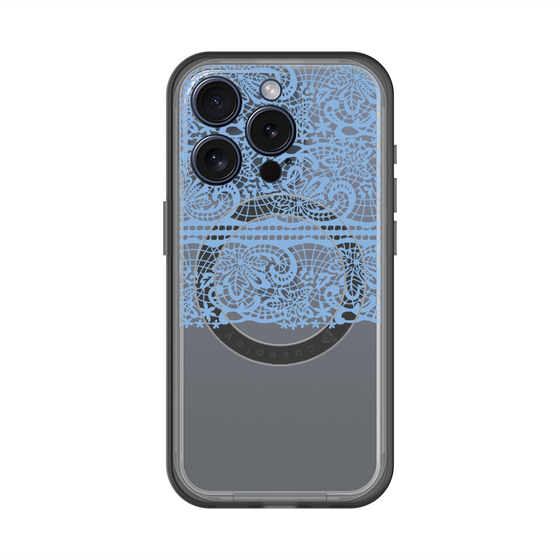スリムプロテクションプレミアムケース with MagSafe［ LANVIN en Bleu - Lace - Blue ］
