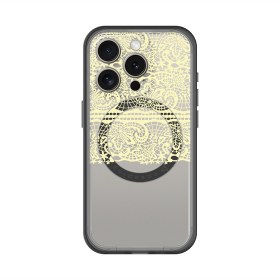 スリムプロテクションプレミアムケース with MagSafe［ LANVIN en Bleu - Lace - Yellow ］