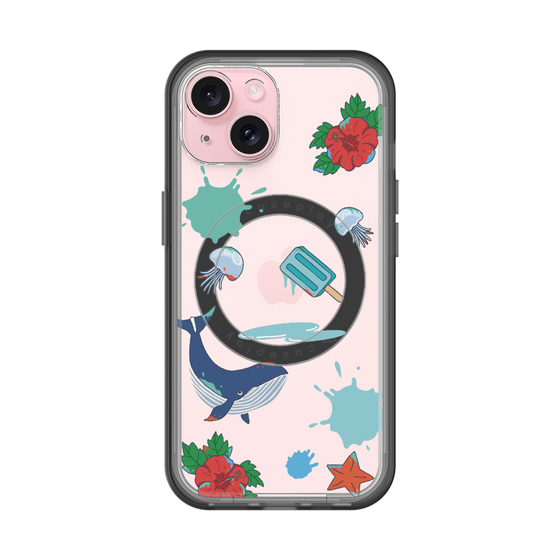 スリムプロテクションプレミアムケース with MagSafe［ DRAWING PAPER Blue ］
