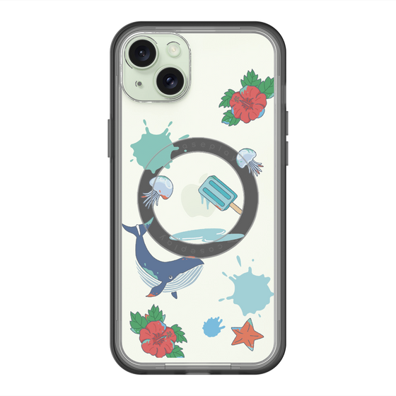 スリムプロテクションプレミアムケース with MagSafe［ DRAWING PAPER Blue ］