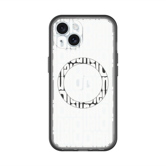 スリムプロテクションプレミアムケース with MagSafe［ LANVIN en Bleu - Logo Pattern - White ］