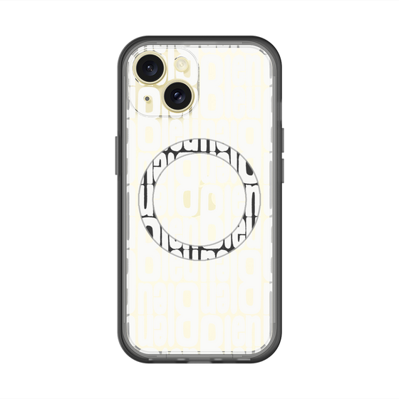 スリムプロテクションプレミアムケース with MagSafe［ LANVIN en Bleu - Logo Pattern - White ］