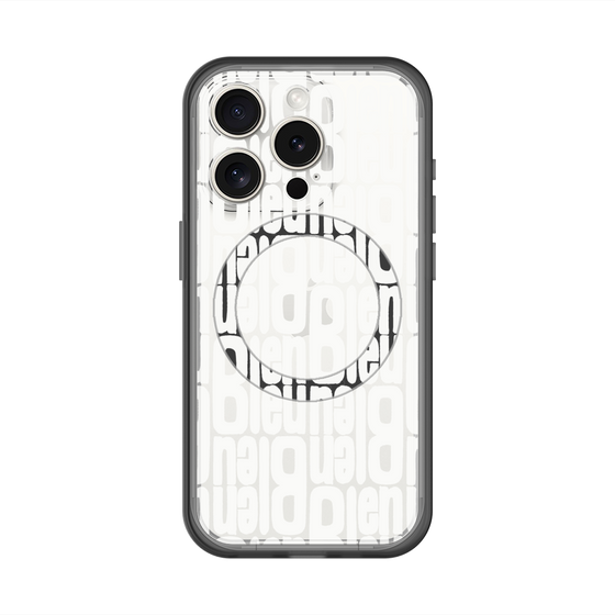 スリムプロテクションプレミアムケース with MagSafe［ LANVIN en Bleu - Logo Pattern - White ］