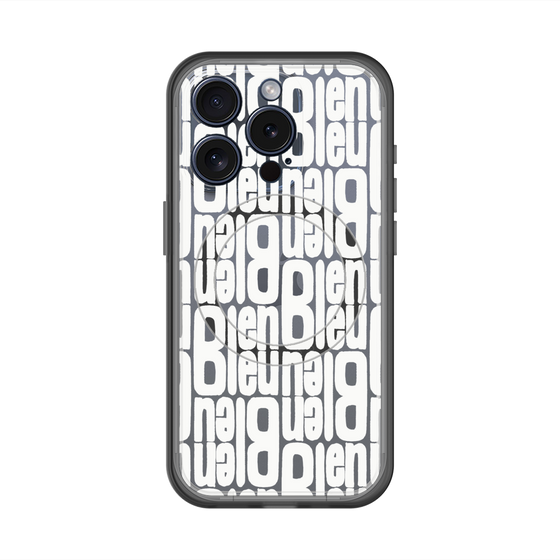 スリムプロテクションプレミアムケース with MagSafe［ LANVIN en Bleu - Logo Pattern - White ］