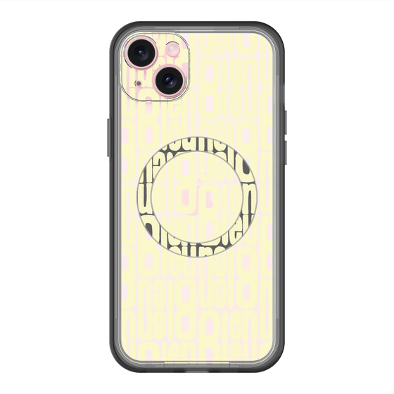 スリムプロテクションプレミアムケース with MagSafe［ LANVIN en Bleu - Logo Pattern - Yellow ］