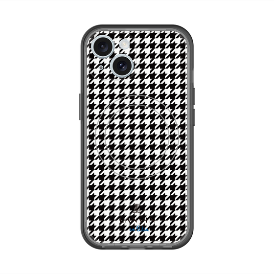 スリムプロテクションプレミアムケース with MagSafe［ Houndstooth Pattern Black with LANVIN en Bleu logo- ランバン 千鳥格子柄 ブラック ］