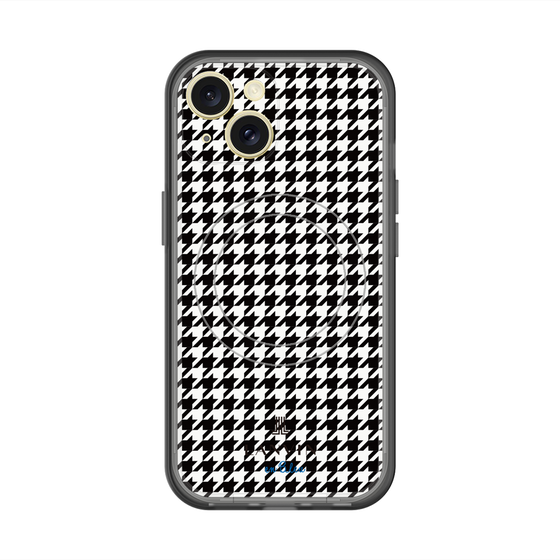スリムプロテクションプレミアムケース with MagSafe［ Houndstooth Pattern Black with LANVIN en Bleu logo- ランバン 千鳥格子柄 ブラック ］