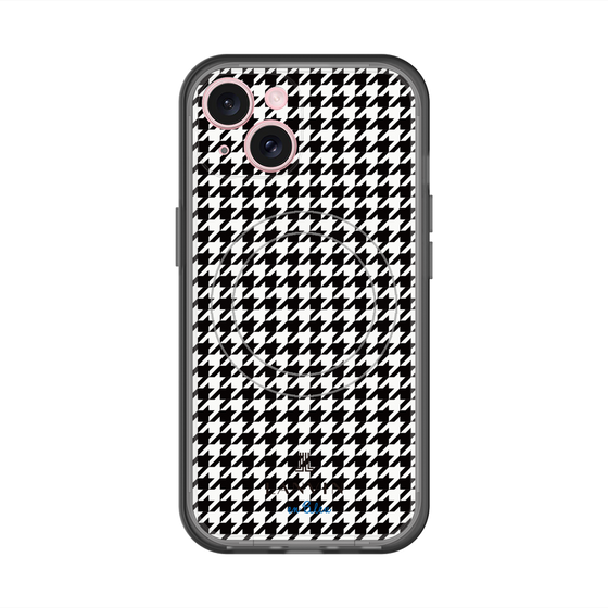 スリムプロテクションプレミアムケース with MagSafe［ Houndstooth Pattern Black with LANVIN en Bleu logo- ランバン 千鳥格子柄 ブラック ］