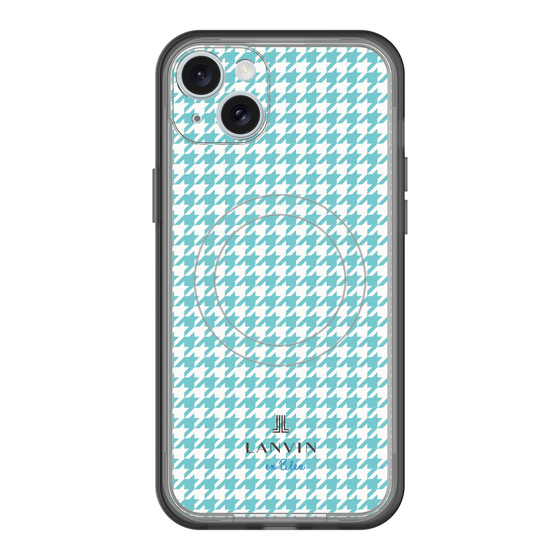 スリムプロテクションプレミアムケース with MagSafe［ Houndstooth Pattern Blue with LANVIN en Bleu logo- ランバン 千鳥格子柄 ブルー ］