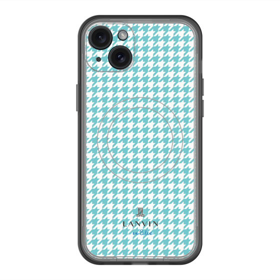 スリムプロテクションプレミアムケース with MagSafe［ Houndstooth Pattern Blue with LANVIN en Bleu logo- ランバン 千鳥格子柄 ブルー ］