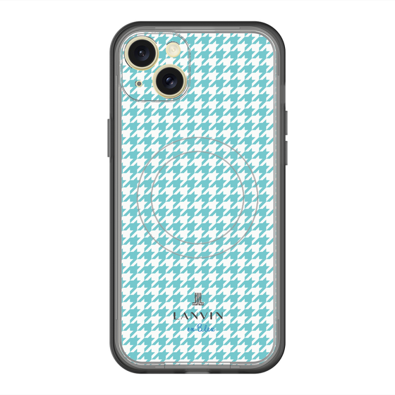スリムプロテクションプレミアムケース with MagSafe［ Houndstooth Pattern Blue with LANVIN en Bleu logo- ランバン 千鳥格子柄 ブルー ］