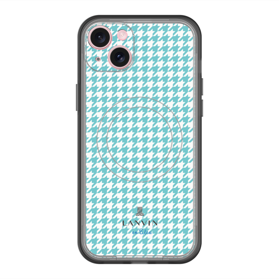 スリムプロテクションプレミアムケース with MagSafe［ Houndstooth Pattern Blue with LANVIN en Bleu logo- ランバン 千鳥格子柄 ブルー ］