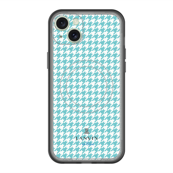 スリムプロテクションプレミアムケース with MagSafe［ Houndstooth Pattern Blue with LANVIN en Bleu logo- ランバン 千鳥格子柄 ブルー ］
