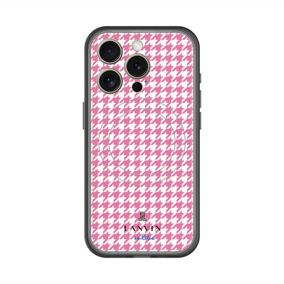 スリムプロテクションプレミアムケース with MagSafe［ Houndstooth Pattern Pink with LANVIN en Bleu logo- ランバン 千鳥格子柄 ピンク ］