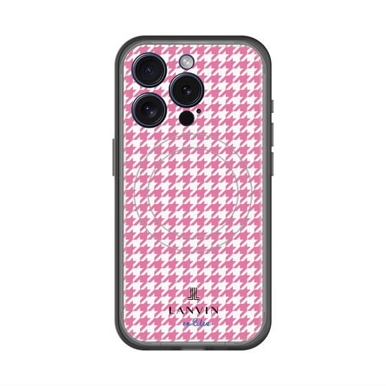 スリムプロテクションプレミアムケース with MagSafe［ Houndstooth Pattern Pink with LANVIN en Bleu logo- ランバン 千鳥格子柄 ピンク ］