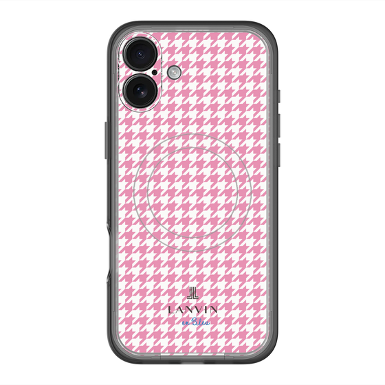 スリムプロテクションプレミアムケース with MagSafe［ Houndstooth Pattern Pink with LANVIN en Bleu logo- ランバン 千鳥格子柄 ピンク ］