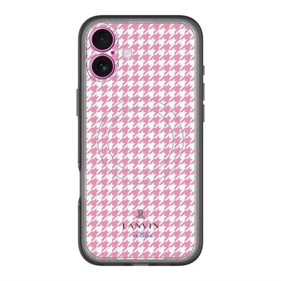 スリムプロテクションプレミアムケース with MagSafe［ Houndstooth Pattern Pink with LANVIN en Bleu logo- ランバン 千鳥格子柄 ピンク ］