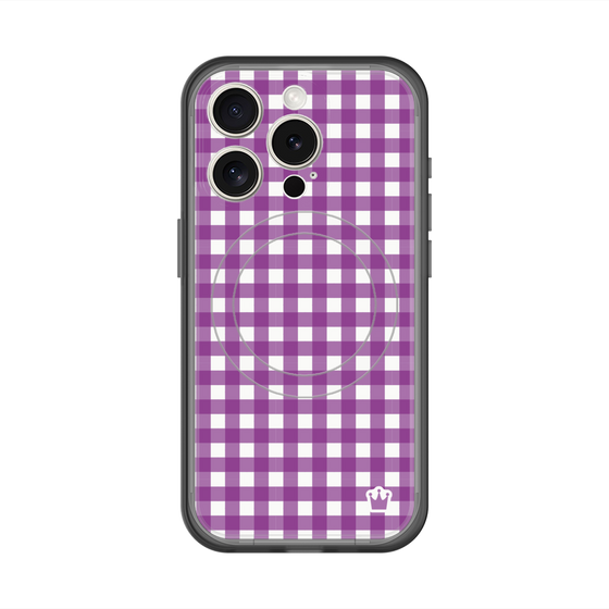 スリムプロテクションプレミアムケース with MagSafe［ Checkered Purple - ギンガムチェック パープル ］